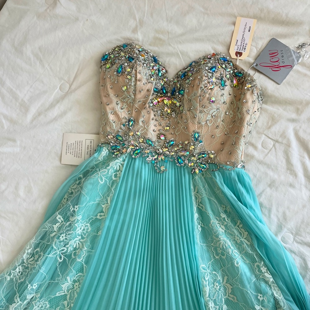 Formal Elegance Glow Dress / Blue lace formal dress.